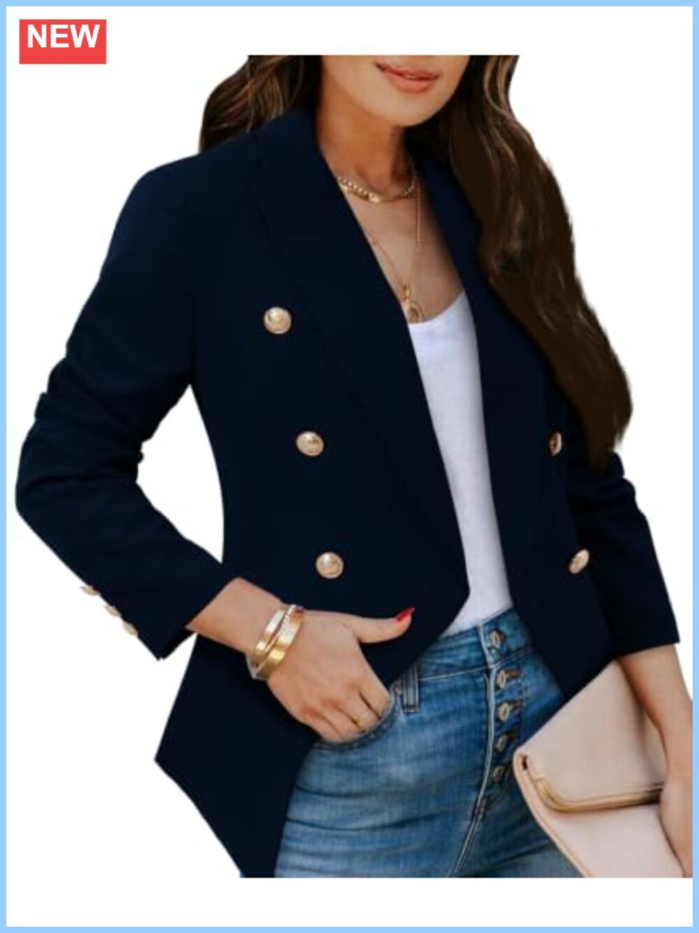 Women's Double Breasted Gold Button Blazer